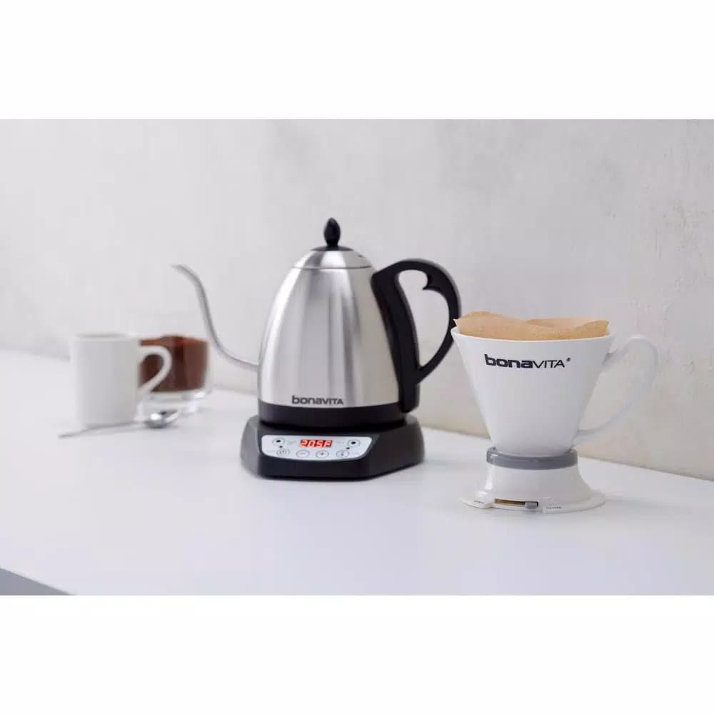 Bonavita 4.2-Cup Variable Temperature Electric Gooseneck Kettle, Silver