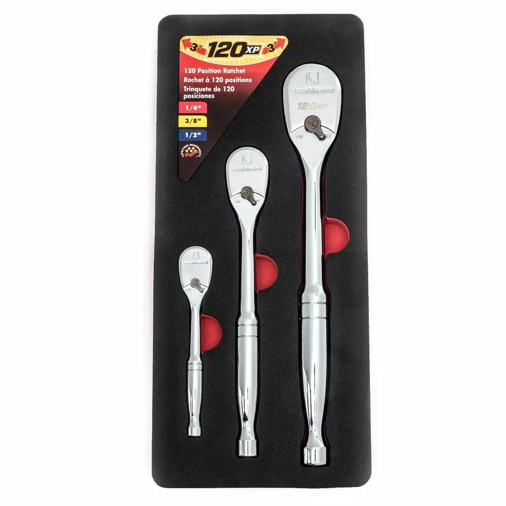GearWrench 120XP Teardrop Ratchet Set, 3-Piece (1/4 in., 3/8 in., 1/2 in. Drive)