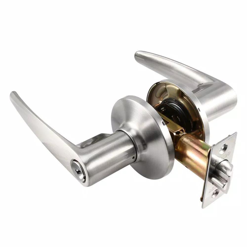 Toledo Fine Locks Barcelona Satin Nickel Keyed Entry Door Lever Set