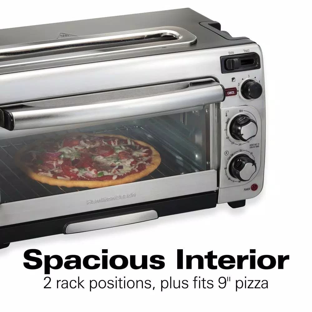 Hamilton Beach 2-in-1 1450W Toaster Oven and 4-Slice Toaster, Silver