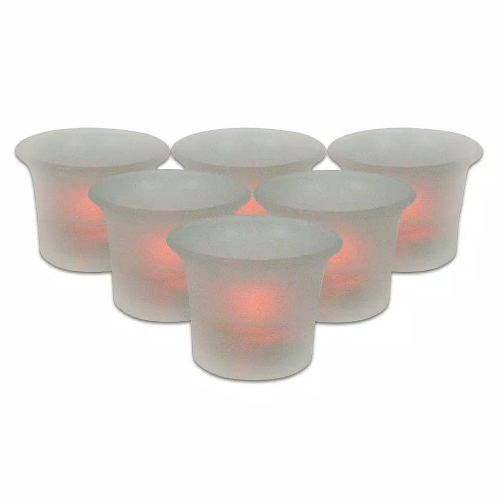 Unbranded Brite Star 2 in. Frosted Cup Votive LED Flameless Candles with Amber Flickering Flame, Set of 6