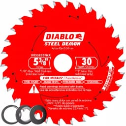 Diablo Steel Demon 5-3/8 in. 30-Teeth Metal Cutting Carbide Saw Blade with Bushings thumbnail 1