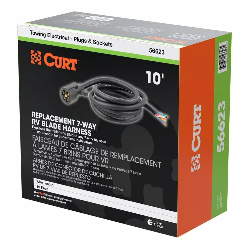 CURT 10' 7-Way RV Blade Replacement Harness, Trailer Side Connector