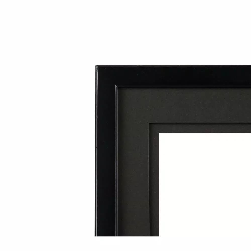 Pinnacle Gallery Solutions 8 x 19 in. Black Wood Floater Picture Frame with 5 x 7 in. Double Opening Mat