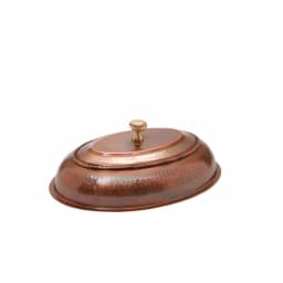 Old Dutch 6 Qt. Oval Antique Copper over Stainless Steel Chafing Dish with Wrought Iron Stand thumbnail 3