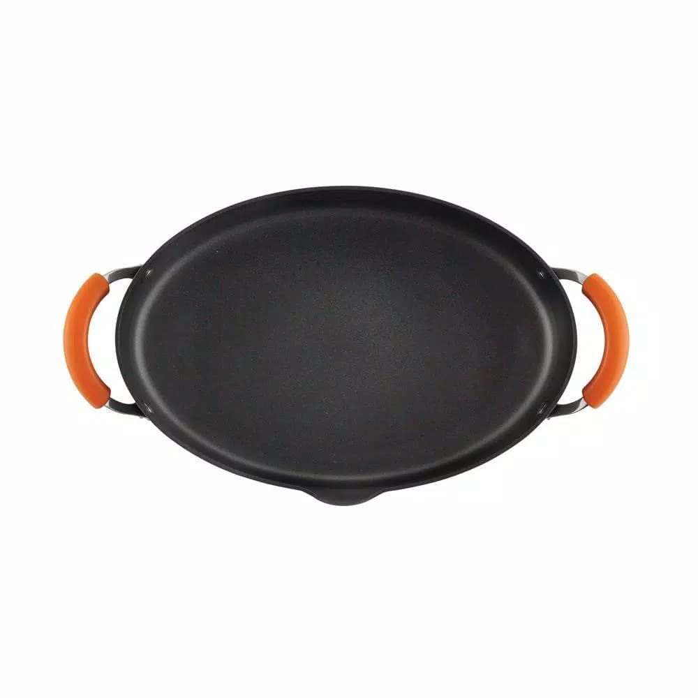 Rachael Ray 8-Quart Hard-Anodized Aluminum Nonstick Pasta Pot with Glass Lid, Orange and Gray