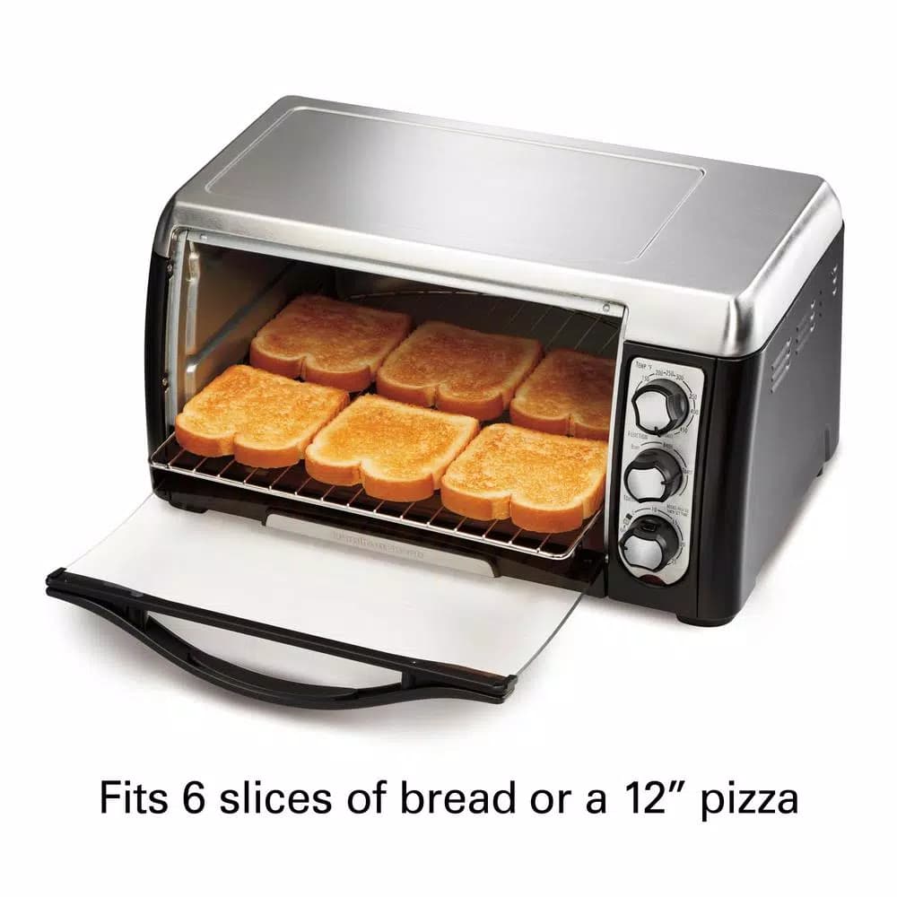 Hamilton Beach 6-Slice Black Toaster Oven with Toast, Bake, and Broil Settings