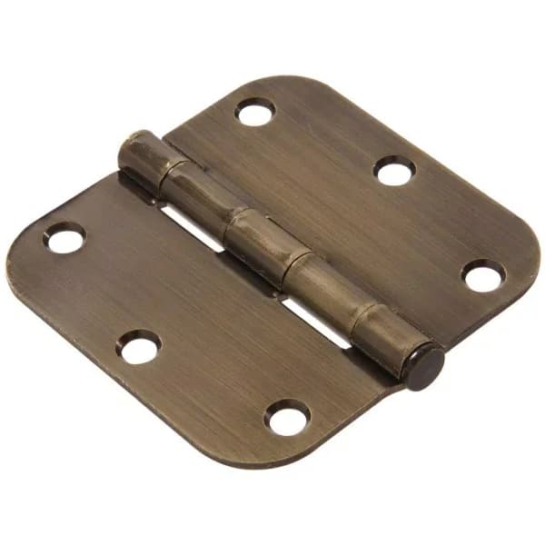 Hardware Essentials Hillman Hardware Essentials 3.5 in. Antique Brass Residential Door Hinges, 5/8 in. Radius, 9-Pack