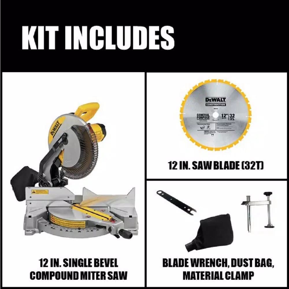 DEWALT DWS715 12 in. Single Bevel Compound Miter Saw, 15 Amp, 4000 rpm