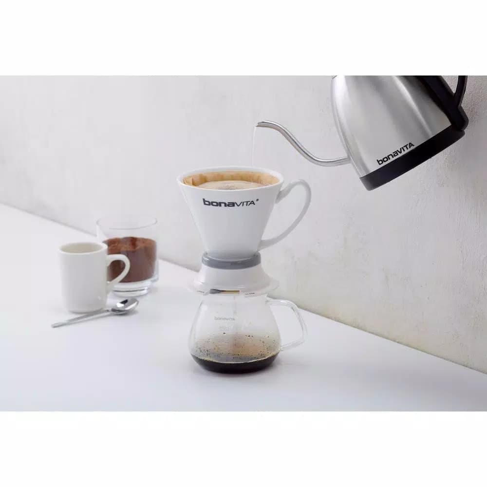 Bonavita 4.2-Cup Variable Temperature Electric Gooseneck Kettle, Silver