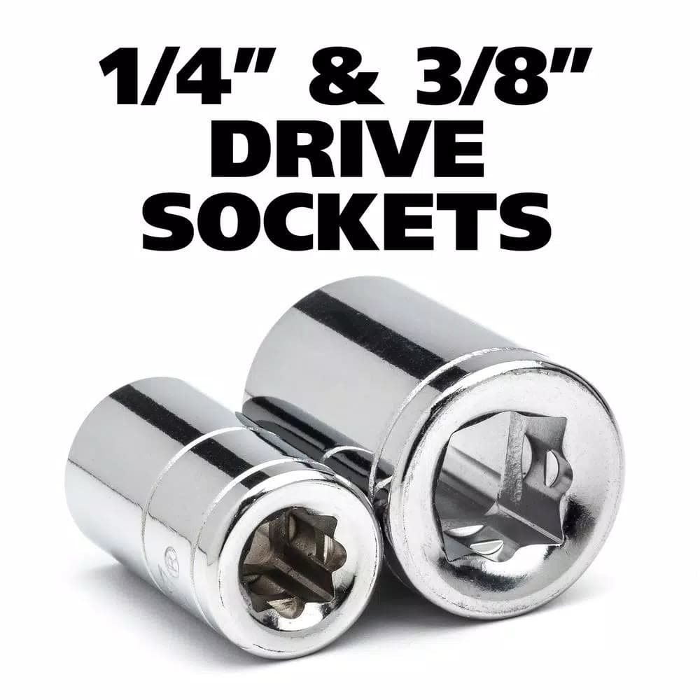 Husky 46-Piece Stubby Ratchet and Socket Set with 1/4 in. and 3/8 in. Dual Drive Ratchet