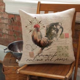 Heritage Lace Rooster Run Natural Animal Print 18 in. x 18 in. Polyester Throw Pillow - Farmhouse Style thumbnail 1