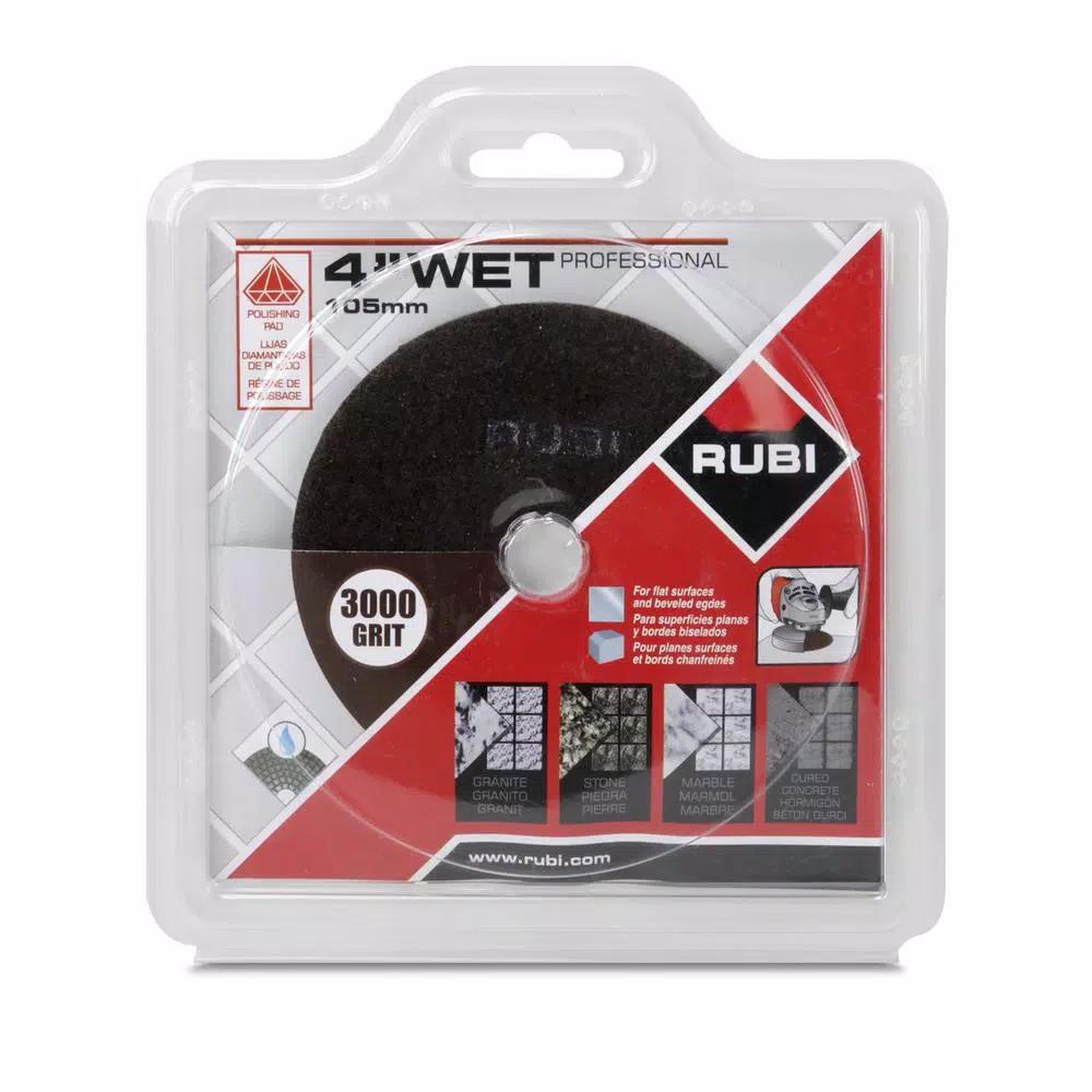 Rubi 4 in. 3000 Grit Resin Wet Polishing Pad for Engineered Stone, Marble, and Granite