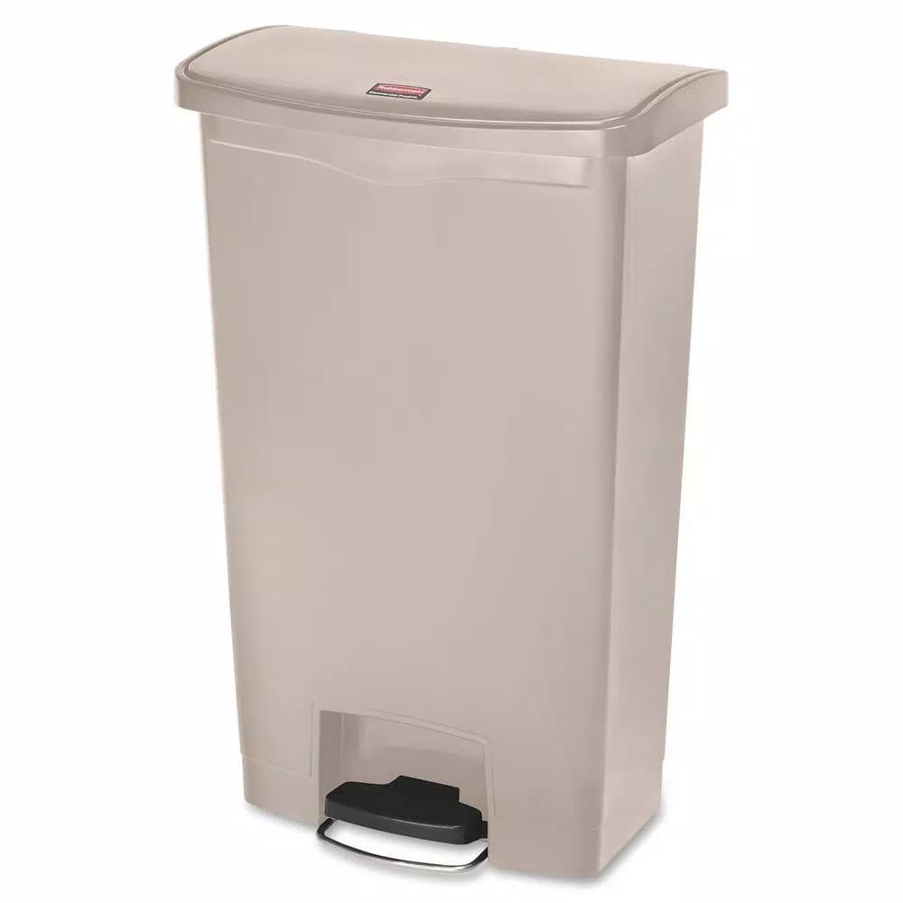 Rubbermaid Commercial Products Slim Jim 18 Gallon Step-On Utility Trash Can, Beige Resin, 31.6 in. H