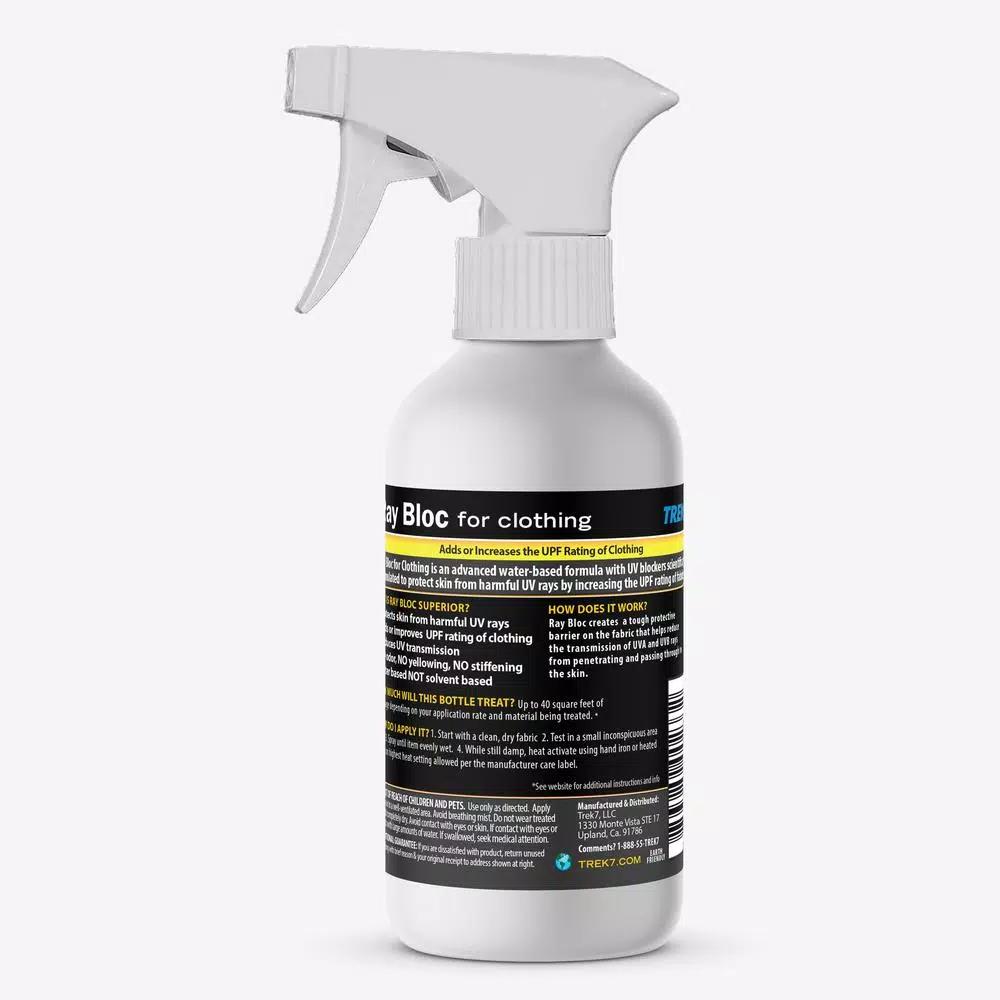 Trek7 Ray Bloc 8 oz. UV Fabric Protector Spray for Clothing - UPF 30+ Protection