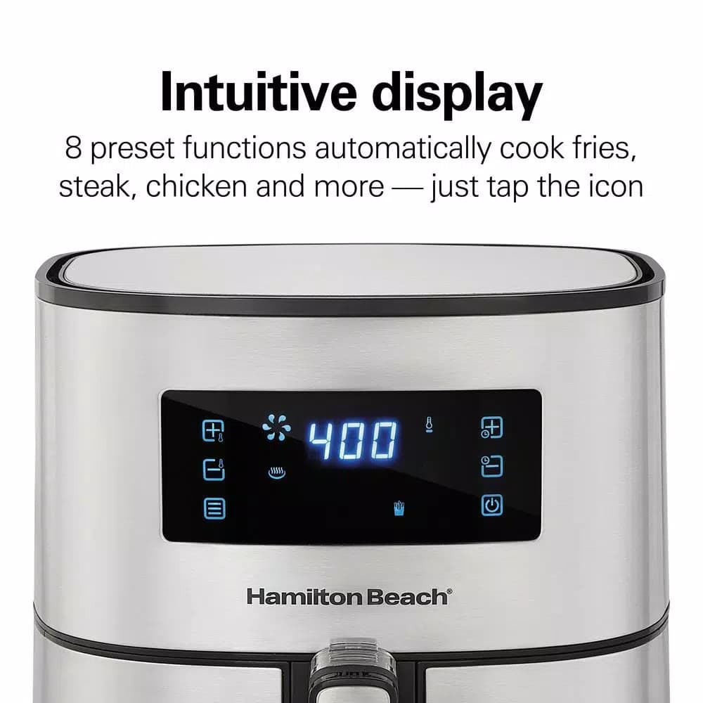 Hamilton Beach 5.3 Qt. Digital Air Fryer, 1700W Stainless Steel with 8 Presets