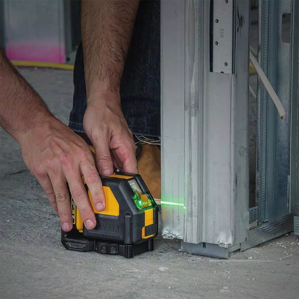 DeWalt 12V MAX Green Self-Leveling Cross-Line Laser Level with 25 ft. Tape Measure Bonus