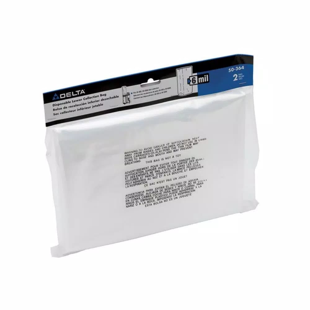 Delta Dust Collector Replacement 6 Mil Disposable Plastic Lower Collection Bags, 2-Pack