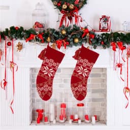 Glitzhome 24 in. Red Knitted Acrylic Snowflake Christmas Stocking (2-Pack) thumbnail 7