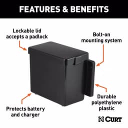 CURT 6" x 5-1/2" x 3-1/4" Breakaway Battery Case with Lockable Tab for Trailer thumbnail 4