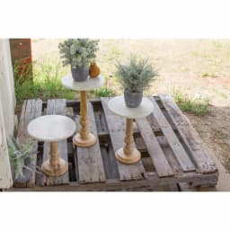 Unbranded Set of 3 Marble and Wood Round Display Stands for Serving and Decor thumbnail 2