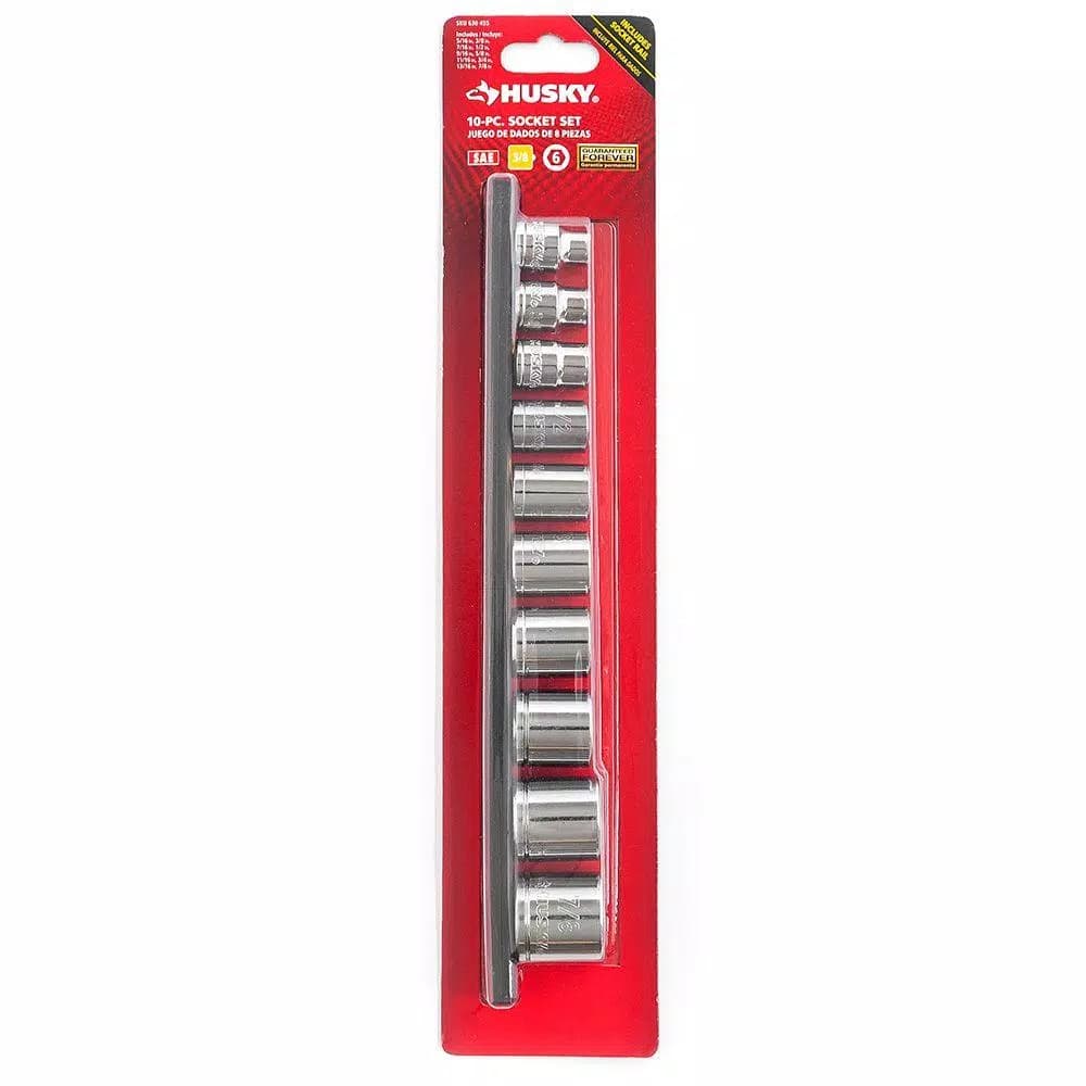 Husky 3/8 in. Drive 10-Piece SAE 6-Point Socket Set