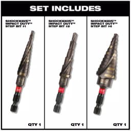 Milwaukee SHOCKWAVE Impact Duty Titanium Step Bit Kit, 3-Piece thumbnail 2