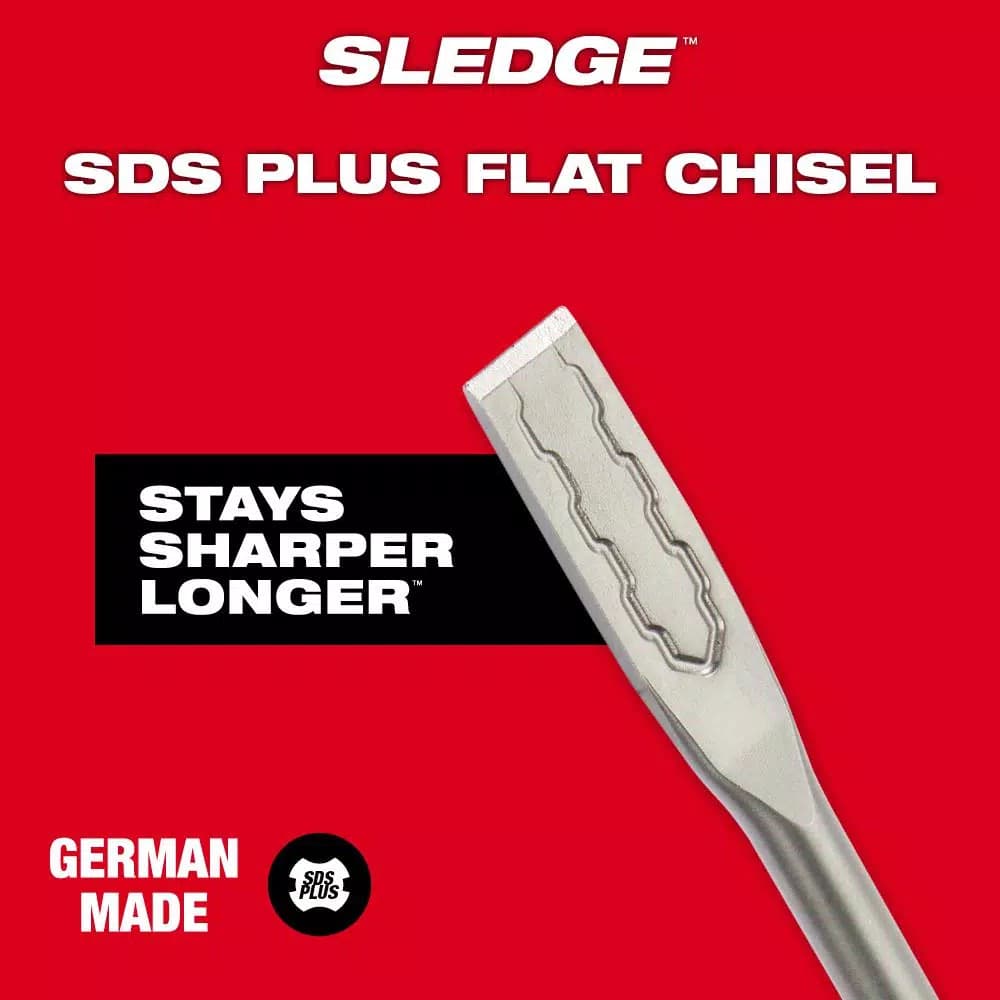 Milwaukee SDS-Plus SLEDGE 3/4 in. x 10 in. Flat Chisel, High-Grade Forged Steel