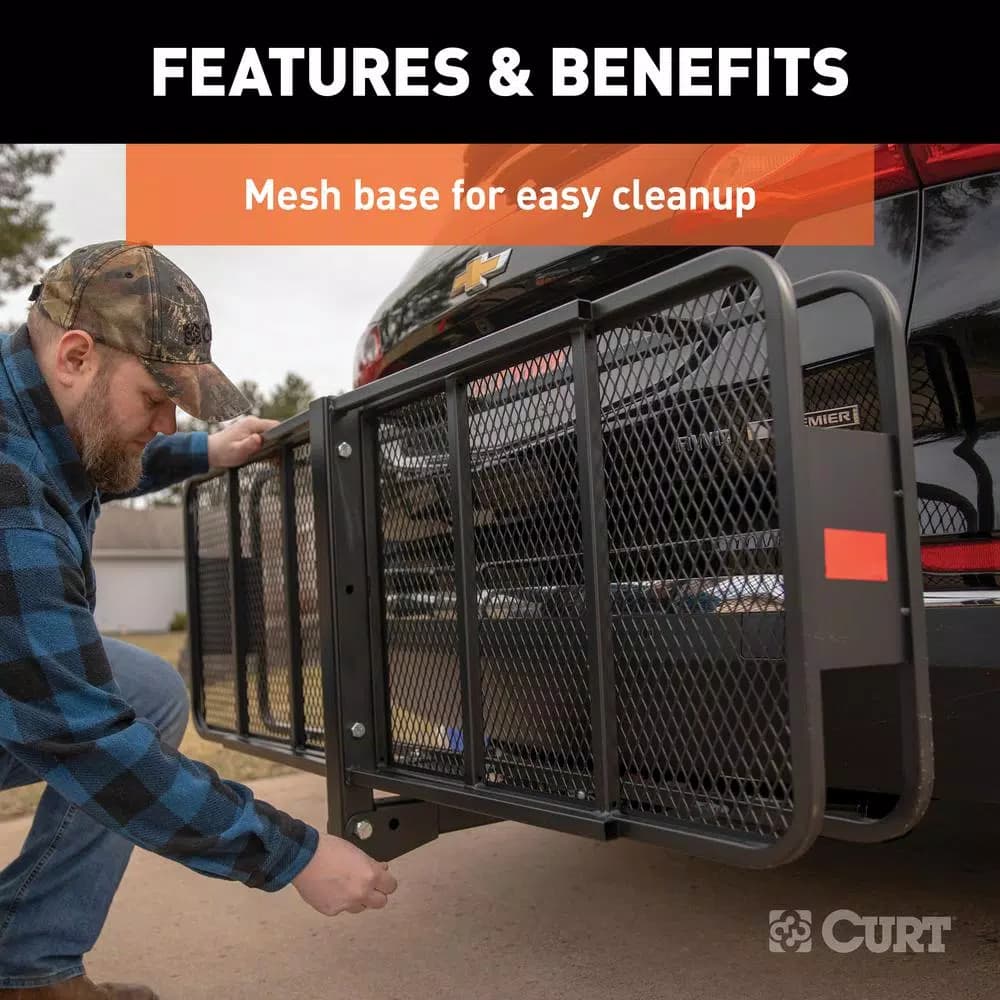 CURT Steel Wide Basket Style Hitch Cargo Carrier, 500 lb. Capacity, 2 in. Receiver