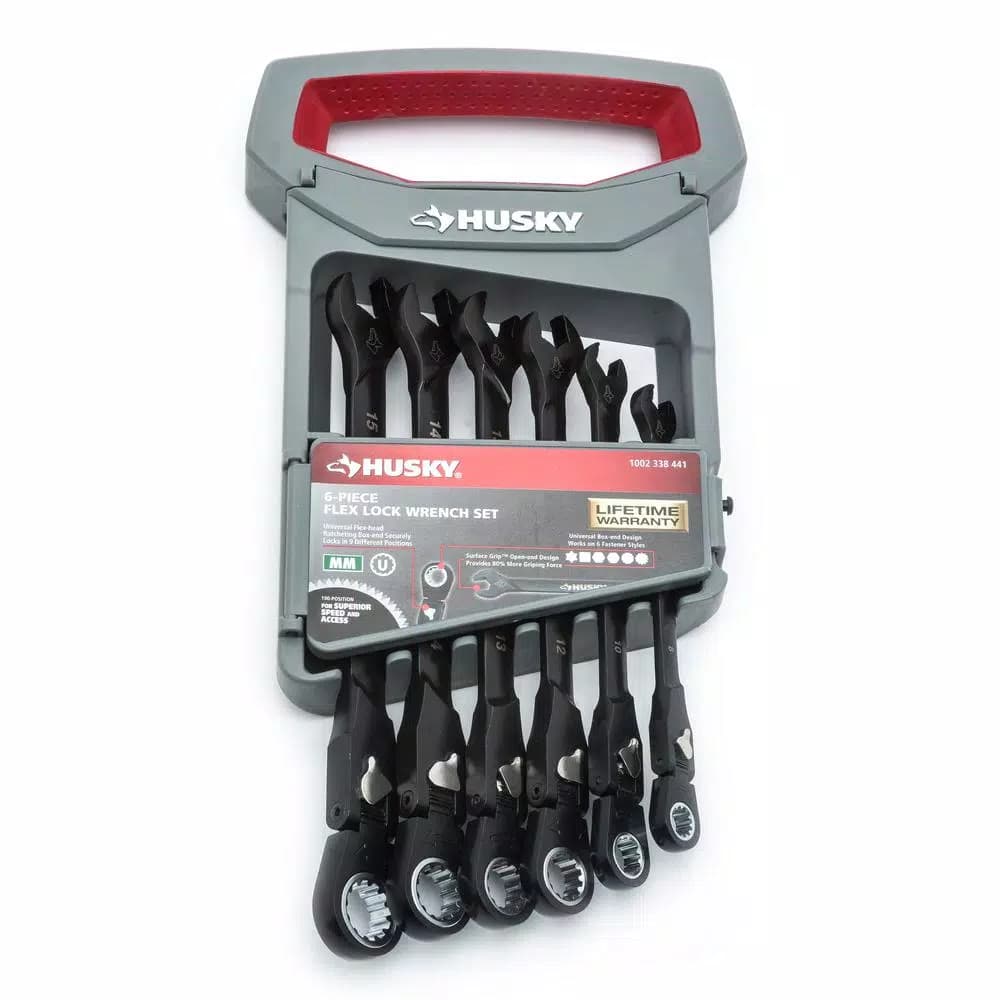 Husky 6-Piece Metric 100-Position Flex-Head Ratcheting Wrench Set