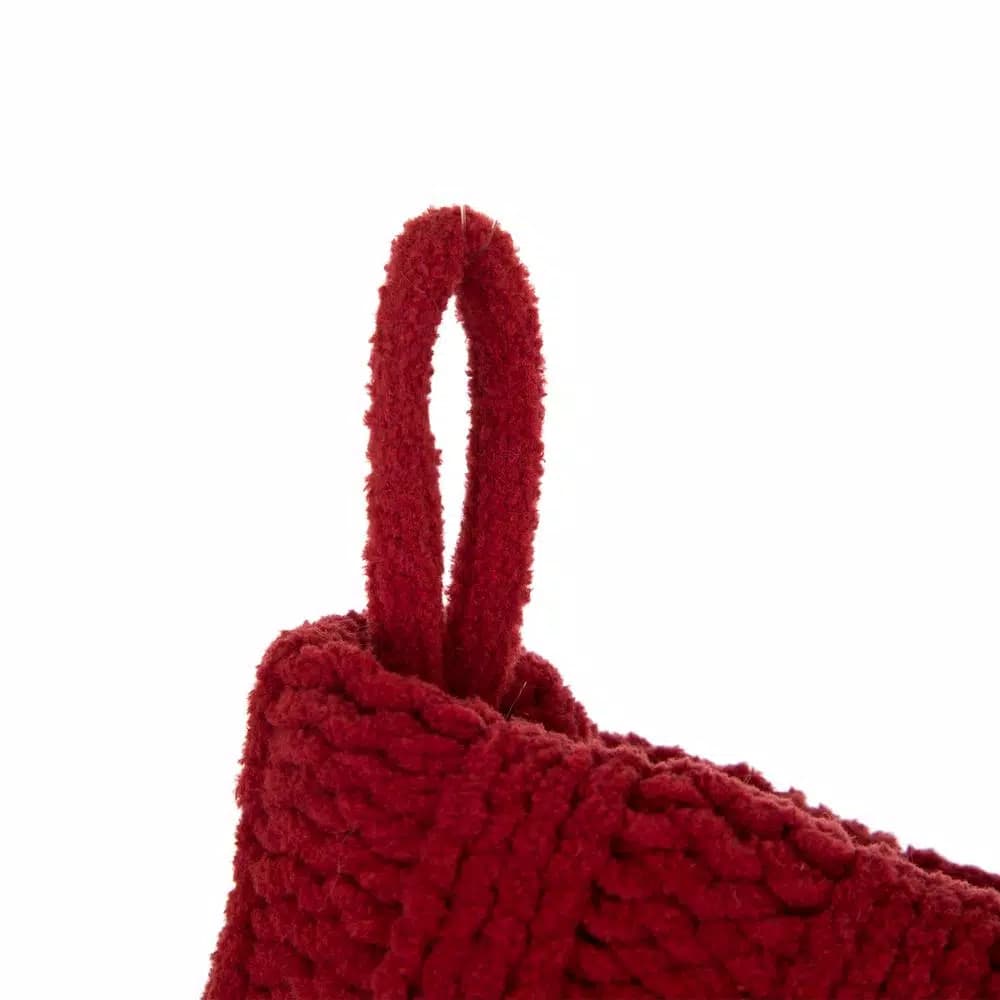Glitzhome 22 in. Red Knitted Polyester Christmas Stockings, 2-Pack