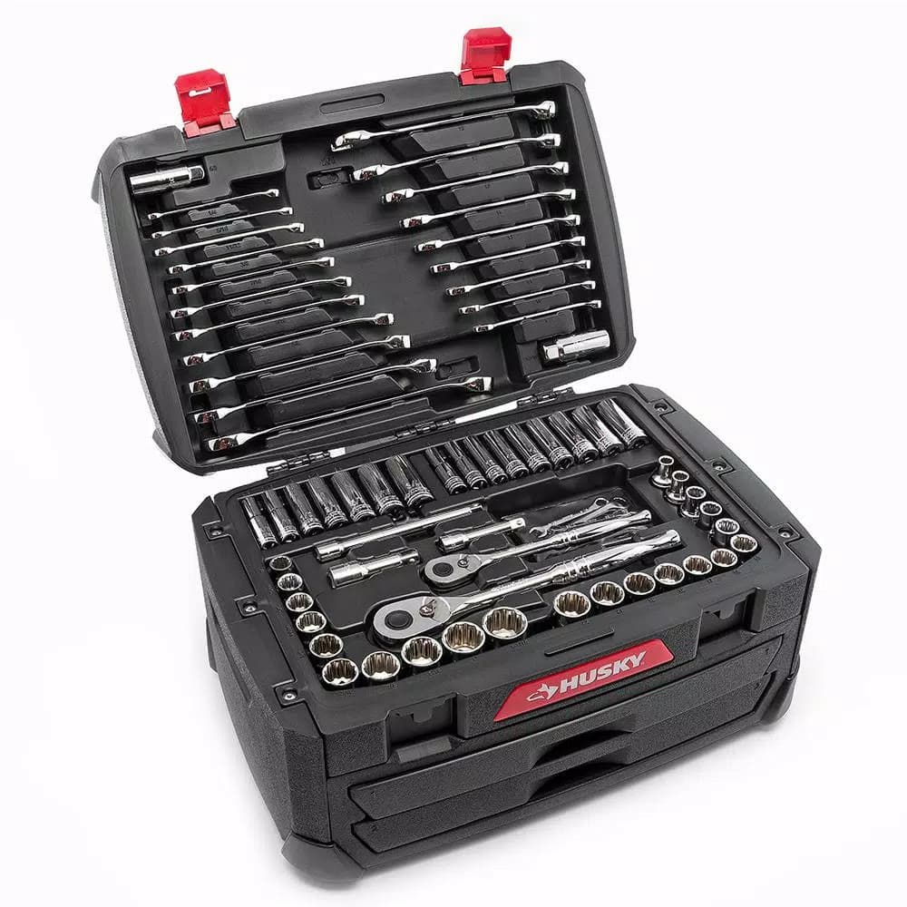Husky 268-Piece Mechanics Tool Set with 1/4 in, 3/8 in, and 1/2 in. Drive Ratchets and Sockets