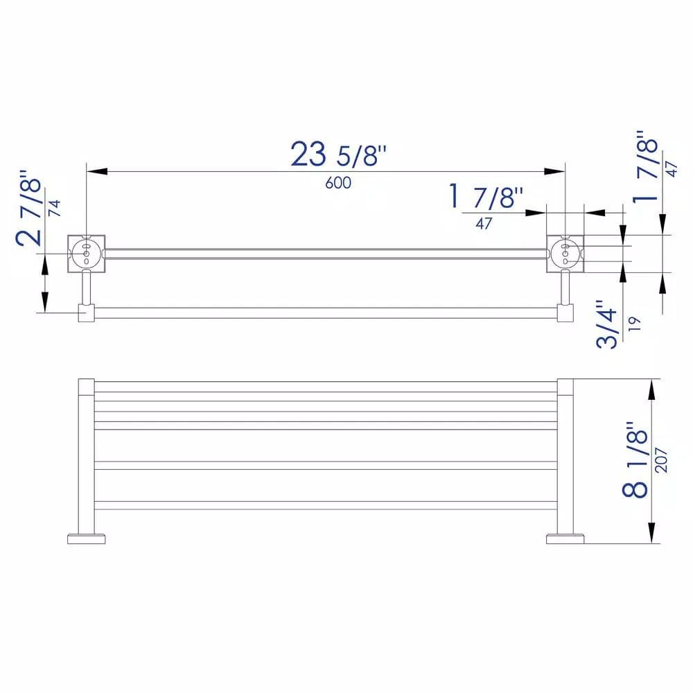ALFI BRAND 23.63 in. Modern Wall Mount Towel Rack and Shelf, Polished Chrome