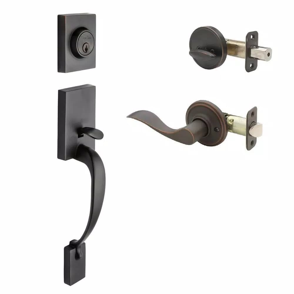 Copper Creek Colonial Handleset with Waverlie Lever Trim, Tuscan Bronze