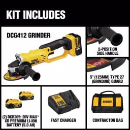 DEWALT 20V MAX Cordless 4.5-in. to 5-in. Angle Grinder Kit with (2) 5.0 Ah Batteries and Charger thumbnail 2
