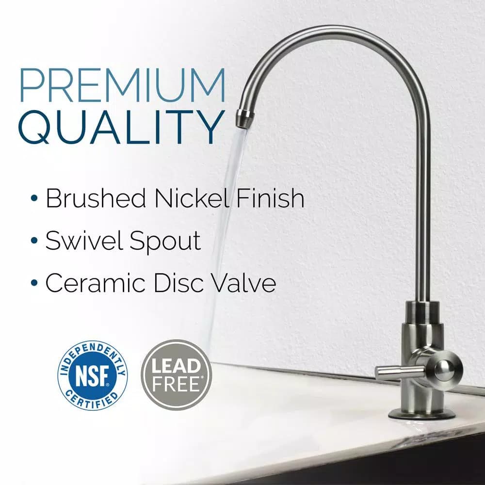 Olympia Water Systems 5-Stage Under-Sink Reverse Osmosis Water Filtration System with 50 GPD Membrane & Brushed Nickel Faucet