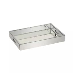 LITTON LANE 18 in. Modern Silver Decorative Mirror Tray with Polished Aluminum Exterior thumbnail 1