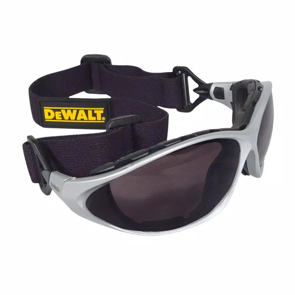 DEWALT Framework Smoke Lens Safety Glasses with Foam Shield and Elastic Head Strap