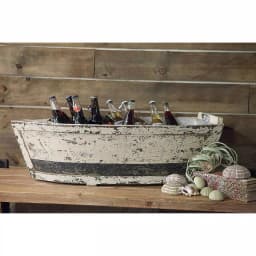 3R Studios Distressed Wood Decorative Boat with Tin Insert - Nautical Display Container thumbnail 6