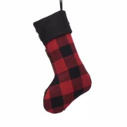 Glitzhome Plaid Bear Rug Hooked Christmas Stockings, 2-Pack thumbnail 2