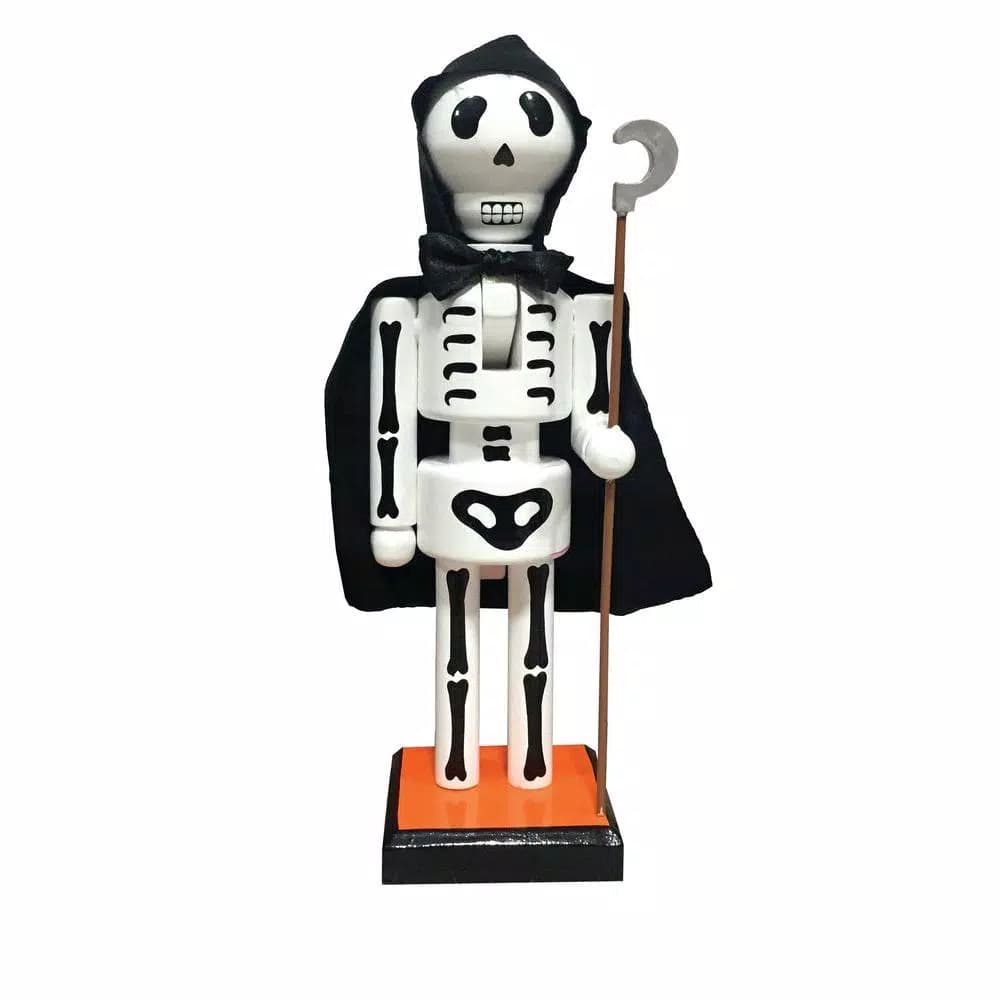 Santa's Workshop 10 in. Caped Skeleton Nutcracker with Staff - Halloween Decor Sculpture