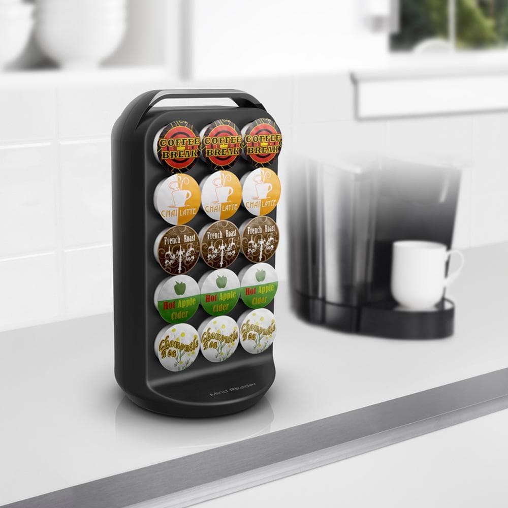 Mind Reader Apollo 30-Capacity K-Cup Storage Carousel - Black & Chrome Coffee Pod Dispenser