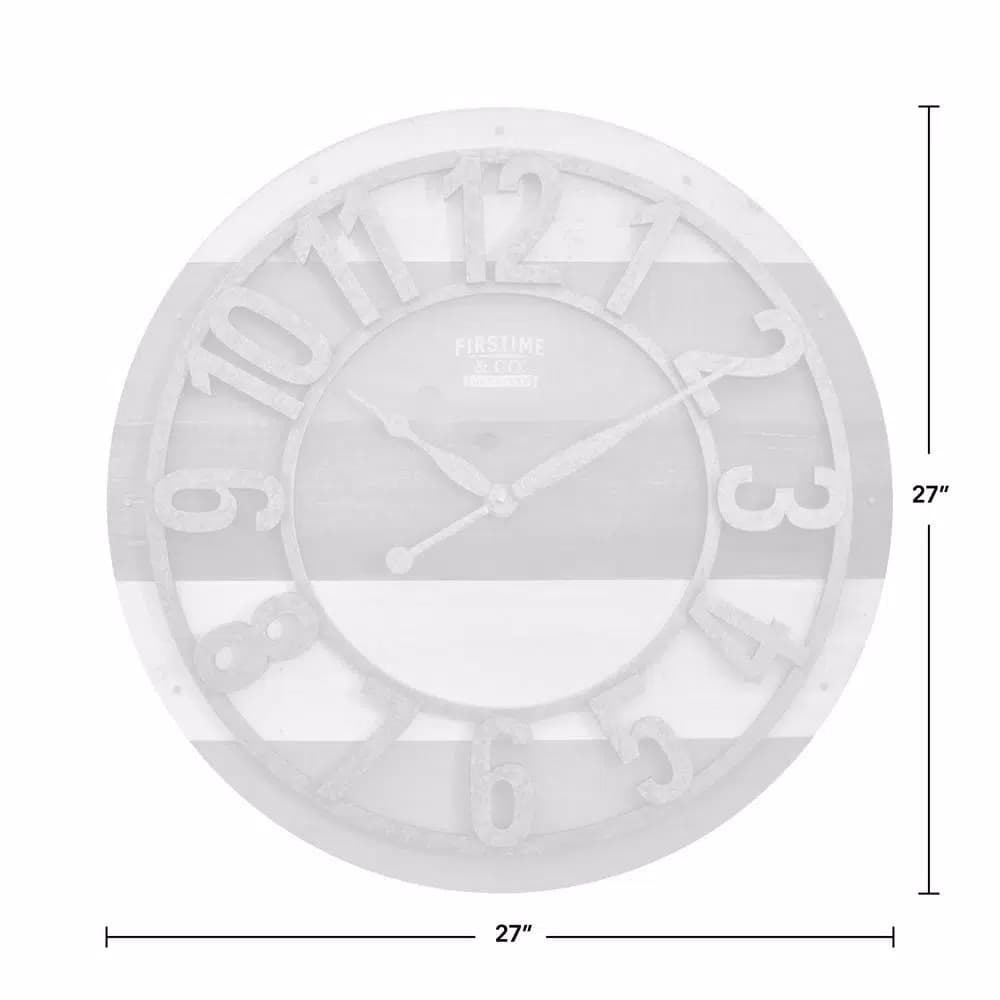 FirsTime and Co. 27 in. Shabby Planks Wall Clock, Rustic Wood Design