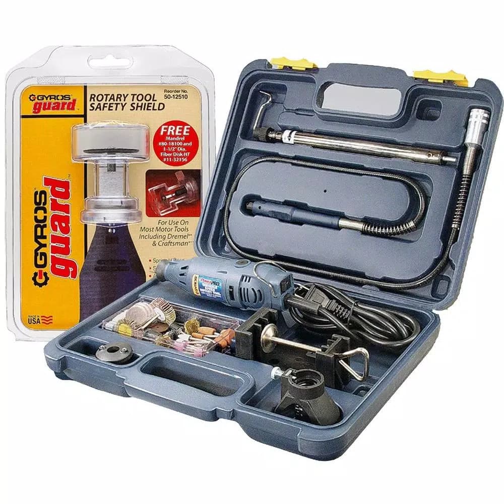Gyros PowerPro Variable Speed Rotary Tool Kit with GyrosGuard Safety Shield, 1.2A, 8,000-35,000 RPM