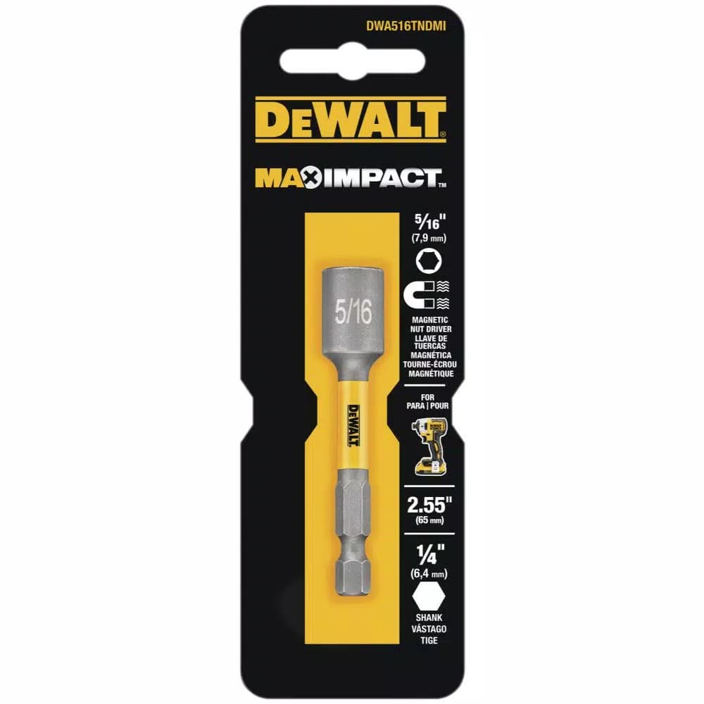 DEWALT MAX IMPACT 5/16 in. Nut Driver, Impact Rated Torsion Nut Setter with Hex Shank