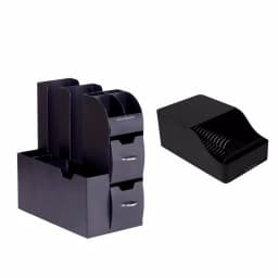 Mind Reader Black Coffee and Condiment Organizer with Integrated Sleeve Dispenser, Compact Space-Saving Design thumbnail 1