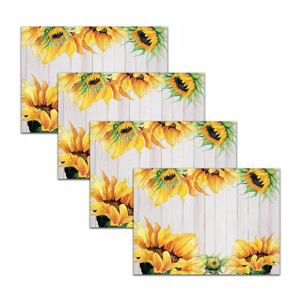 Morgan Home MHF Home Sunflower Yellow Polypropylene Placemat Set, 4-Pack
