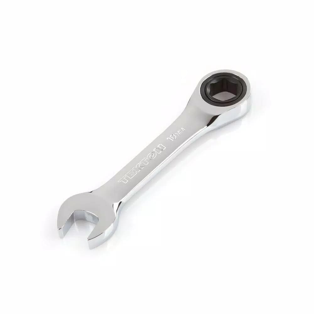 TEKTON 10 mm Stubby Ratcheting Combination Wrench, 6-Point Box End