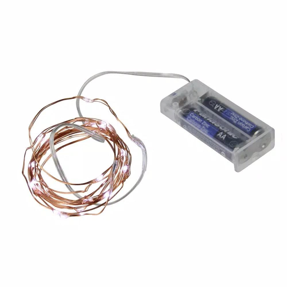 Northlight 20 LED Battery Operated White Fairy Christmas Lights with 6.3 ft. Copper Wire