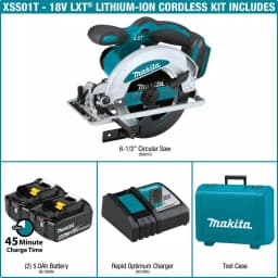 Makita 18V LXT Cordless 6-1/2 in. Circular Saw Kit with 2 5.0 Ah Batteries and Charger thumbnail 2